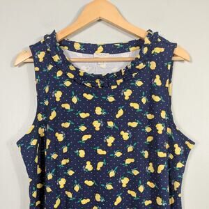 Talbots Lemon Dress PXL Blue Yellow NEW Sleeveless Mini Preppy Classic Summer